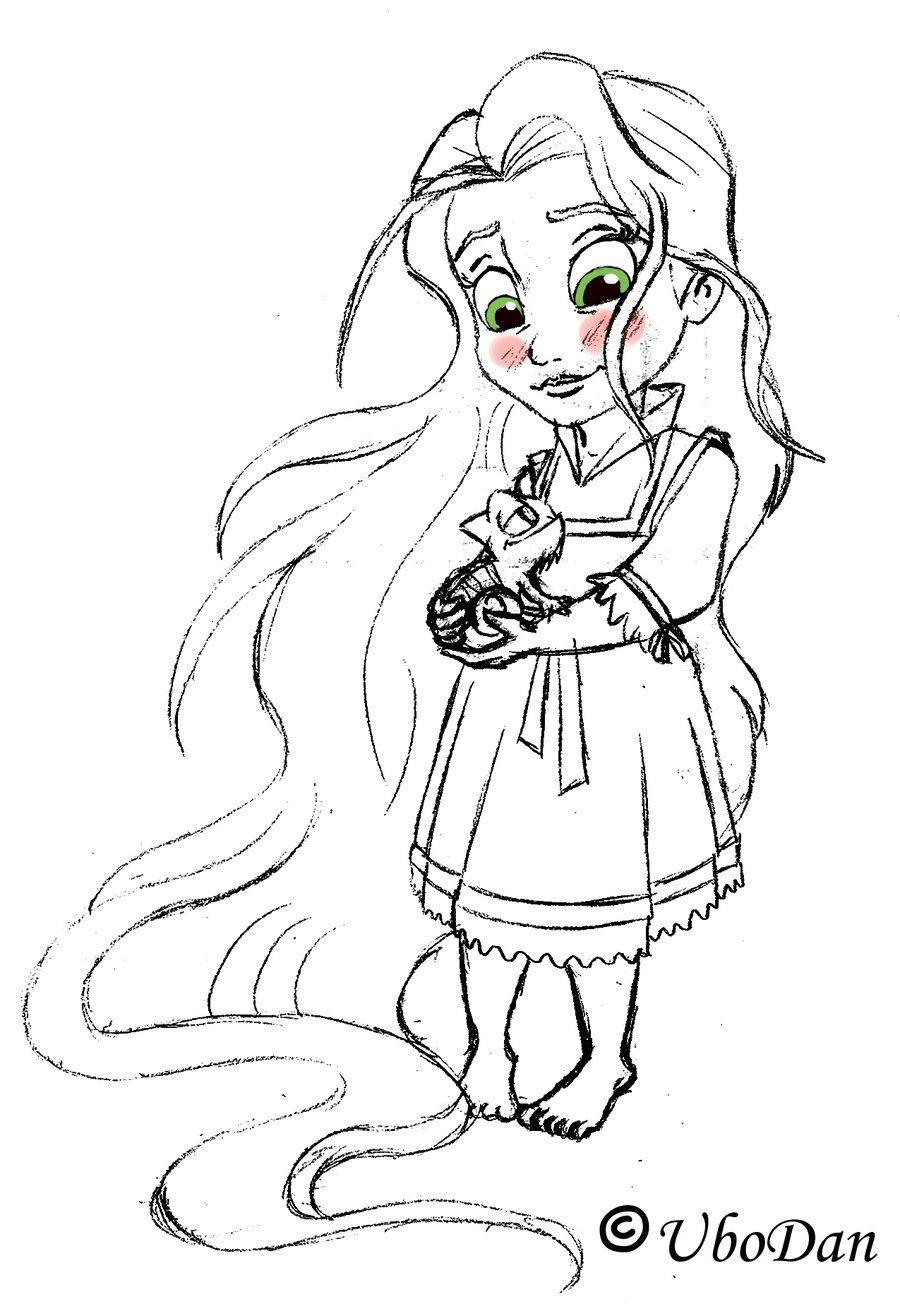 Baby Princesses Coloring Pages
 Baby Rapunzel sketch by ubodan on deviantART