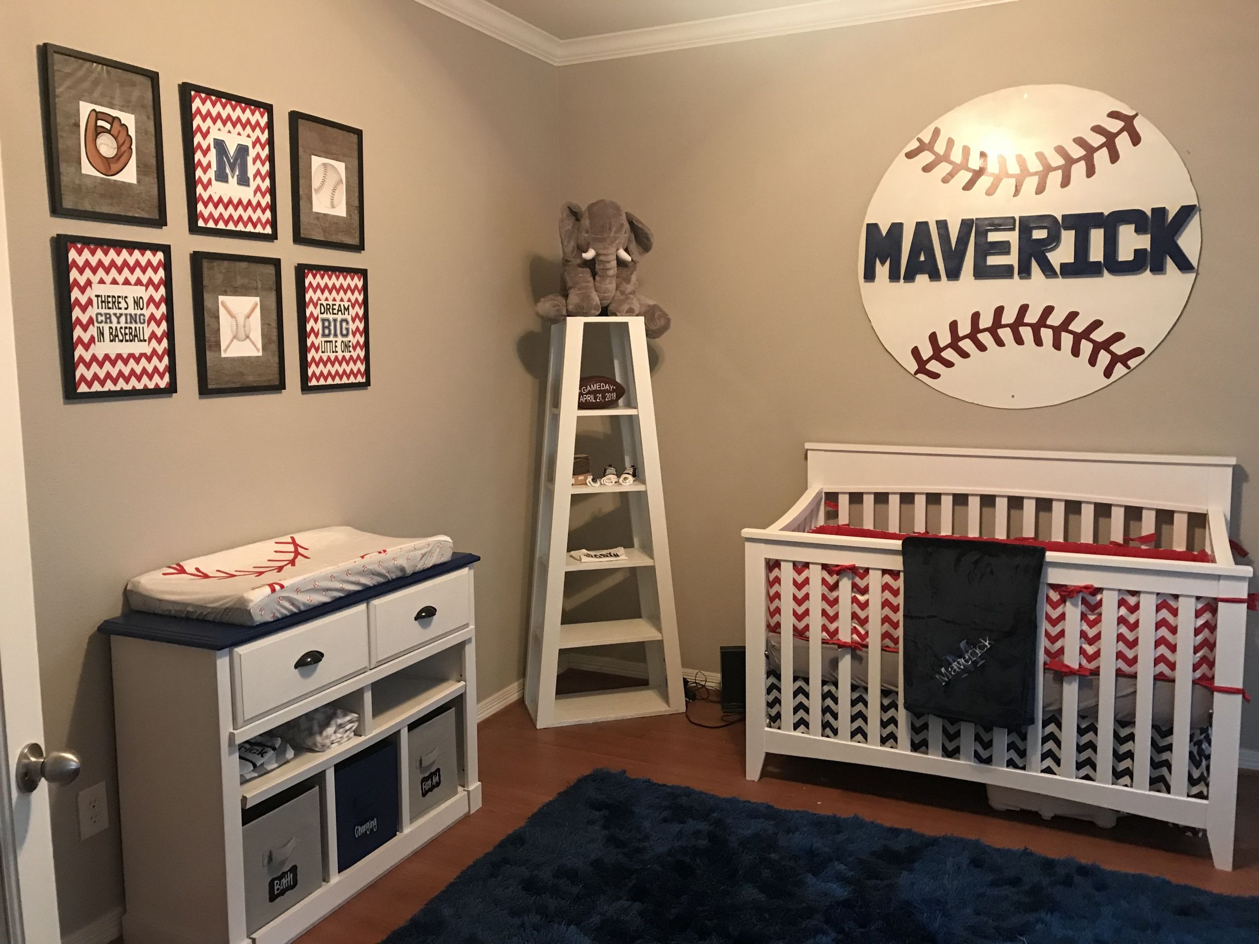 Baby Room Sports Decor
 Baseball nursery red white and blue nursery decor boy