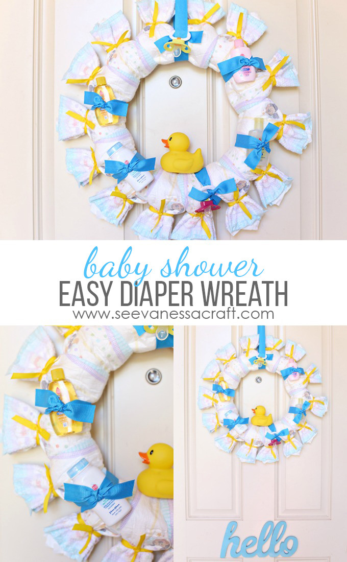 Baby Shower Crafts To Make
 Craft Baby Shower Diaper Wreath See Vanessa Craft