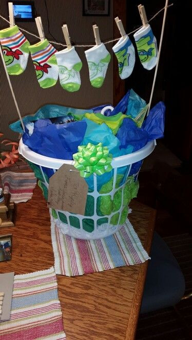 Baby Shower Gift Basket Ideas For Boy
 Baby Boy Shower Laundry Gift Basket Ninja Turtle