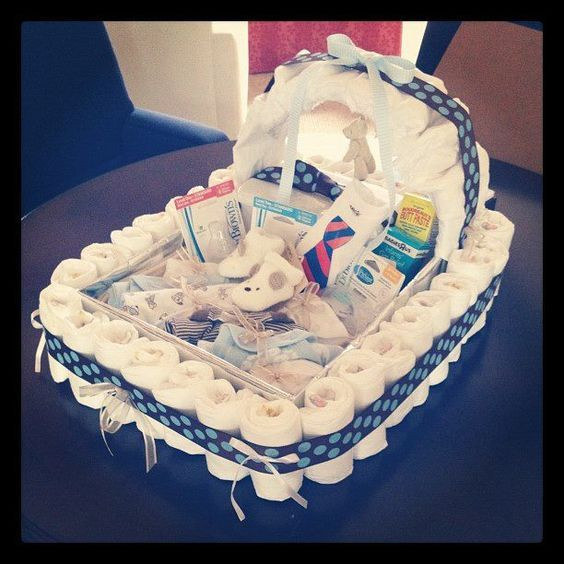 Baby Shower Gift Basket Ideas For Boy
 Bassinet Diaper Cake