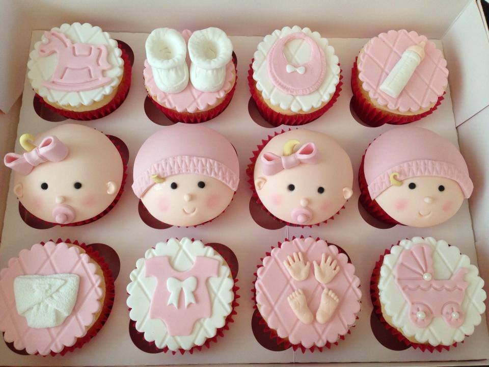 Baby Shower Girl Cupcakes
 Christening Baby Shower and Gender Reveal Cakes