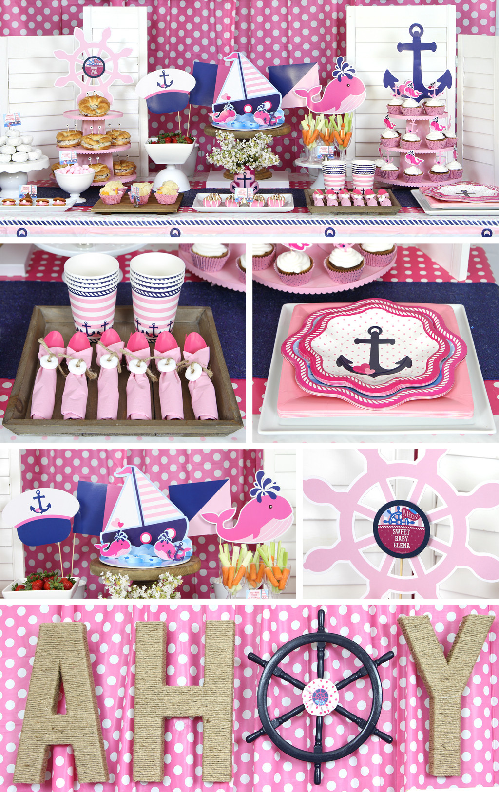 Baby Shower Party Supplies Wholesale
 Nautical Pink Baby Shower