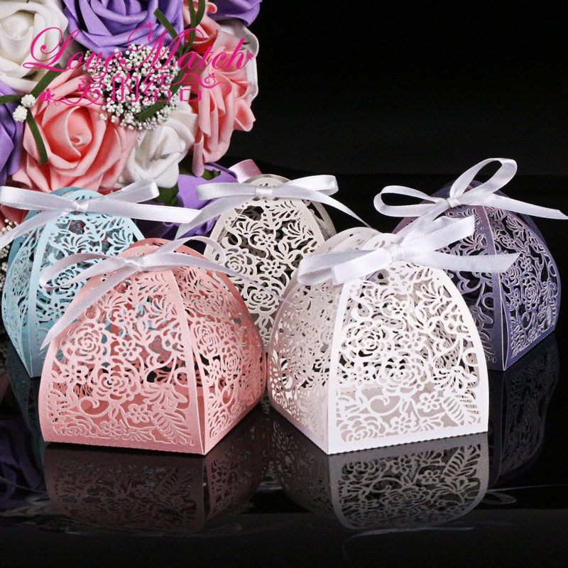 Baby Shower Party Supplies Wholesale
 50Pcs Laser Cutting Lace Flowers Wedding Candy Box Wedding