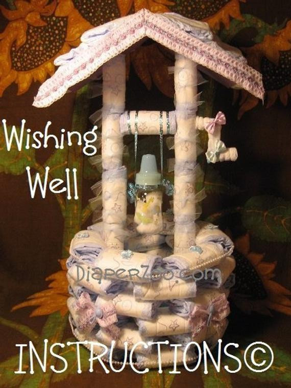 Baby Shower Wishing Well Gift Ideas
 How 2 make a Diaper WISHING WELL instructions by