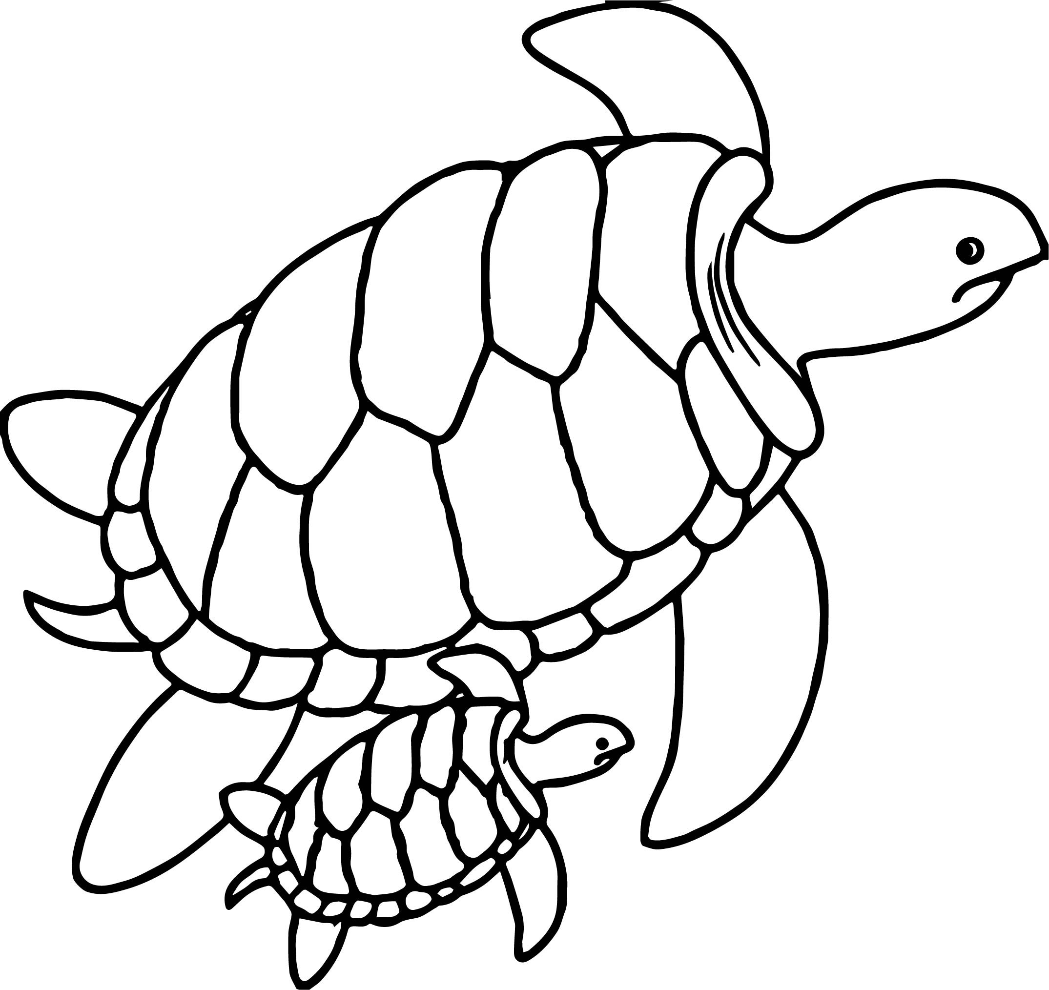 Baby Turtle Coloring Page
 Cute Sea Turtle Mother And Baby Sea Turtles Swimming