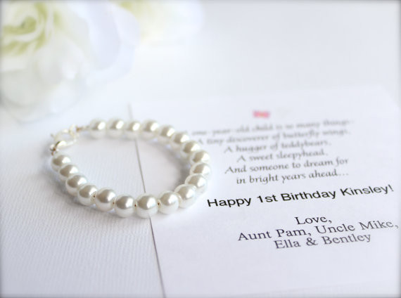 Baby'S First Birthday Gift Ideas
 BABY GIRL 1st Birthday Gift Pearl Bracelet with Birthday Card