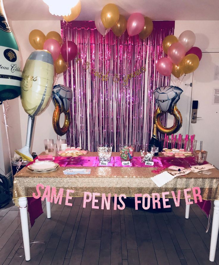 Bachelorette Party Decoration Ideas
 Set up bachelor party Noble gold and pink theme
