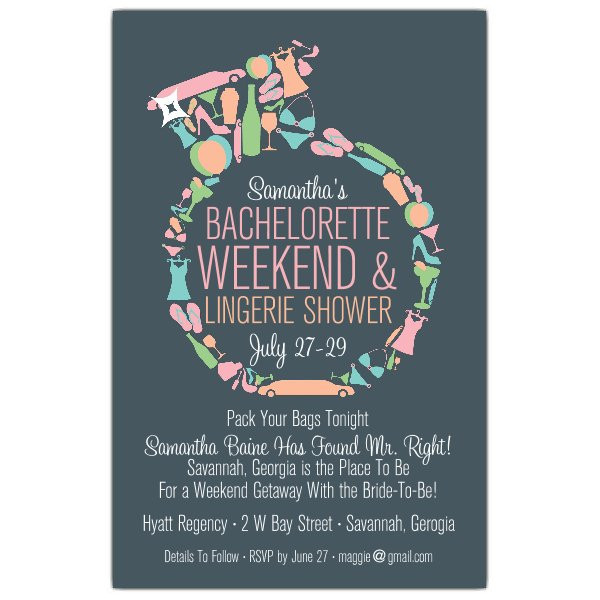 Bachelorette Party Invitation Wording Ideas
 Diamond Ring Bachelorette Invitations