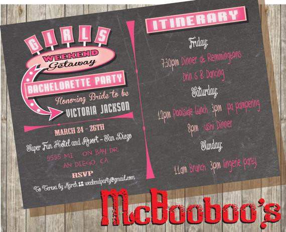 Bachelorette Party Weekend Getaway Ideas
 Chalkboard Bachelorette Girls Weekend Getaway Party Itinerary