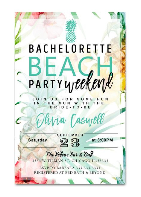 Bachelorette Party Weekend Getaway Ideas
 beach bachelorette party invitation luau bachelorette