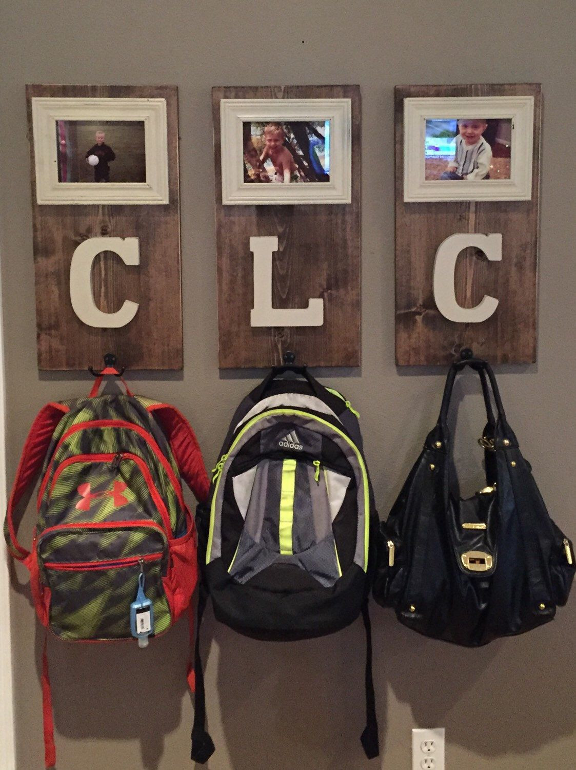Backpack Organizer DIY
 Personalize coat and or backpack hooks