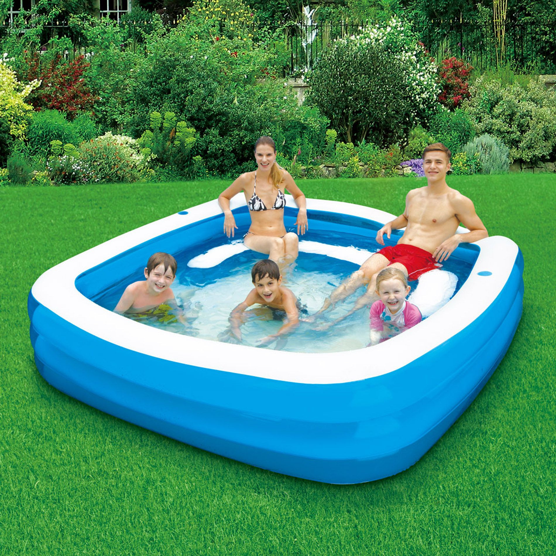 Backyard Blow Up Pools
 ClearWater 90" x 22" Square Family Pool with Seats