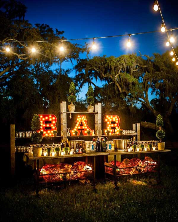 Backyard Party Lights Ideas
 20 Attractive and Unique Outdoor Wedding Bar Ideas