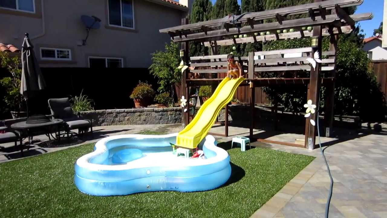 Backyard Pool Water Slide
 Homemade Backyard Water Slide Summer Fun