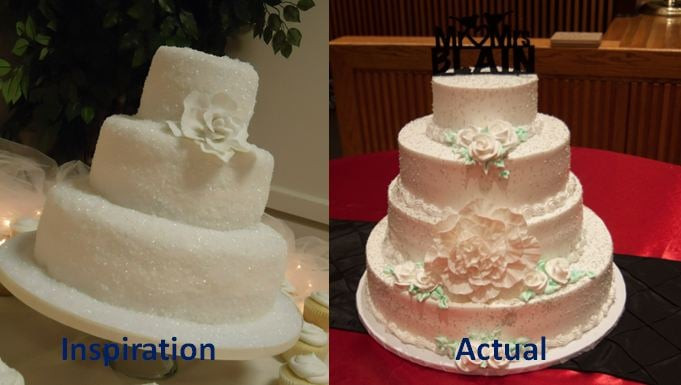 Bad Wedding Cakes
 Bad execution on our wedding cake Simple design turned