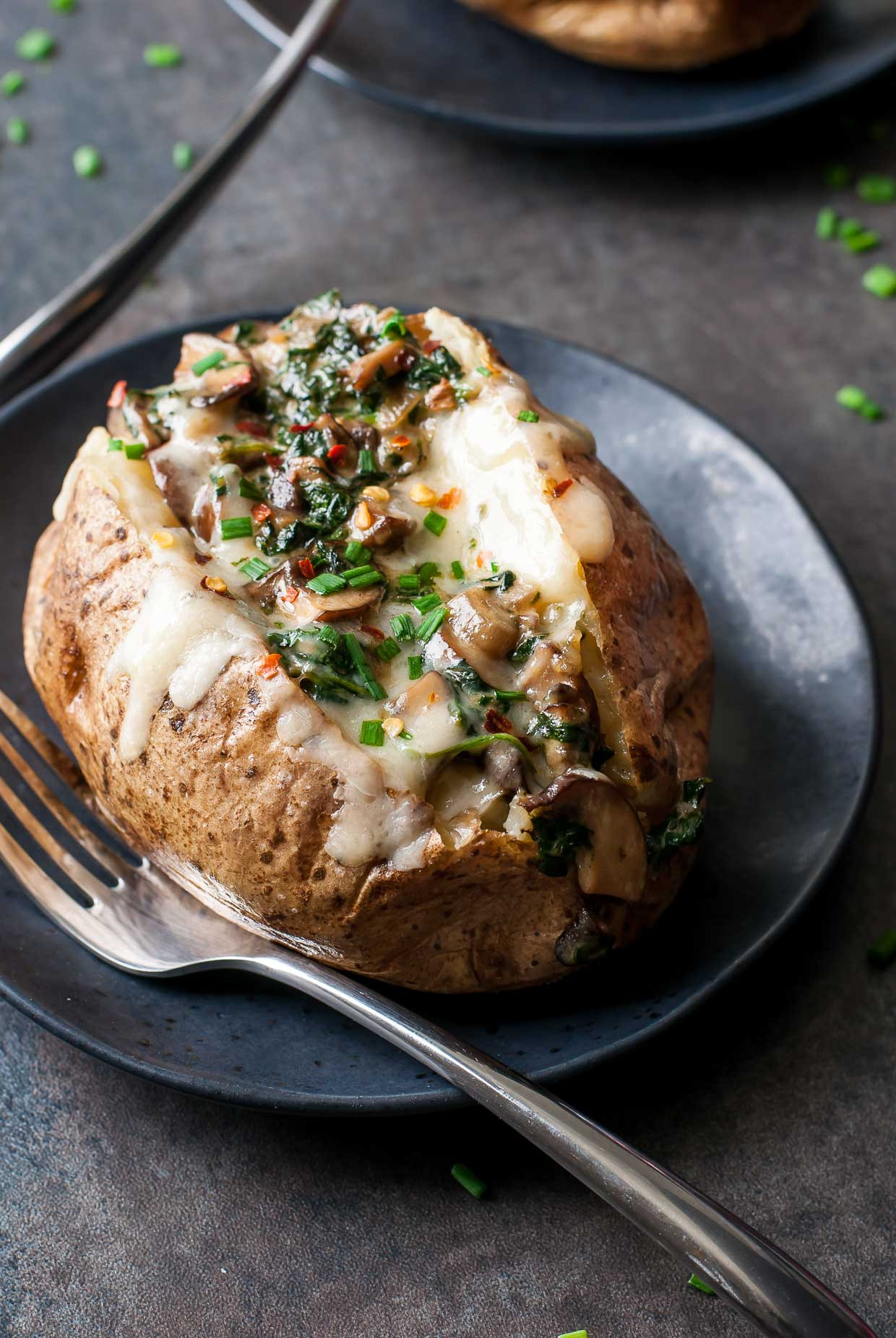 Baked Potato Recipes
 Cheesy Ve arian Loaded Baked Potatoes with Spinach and