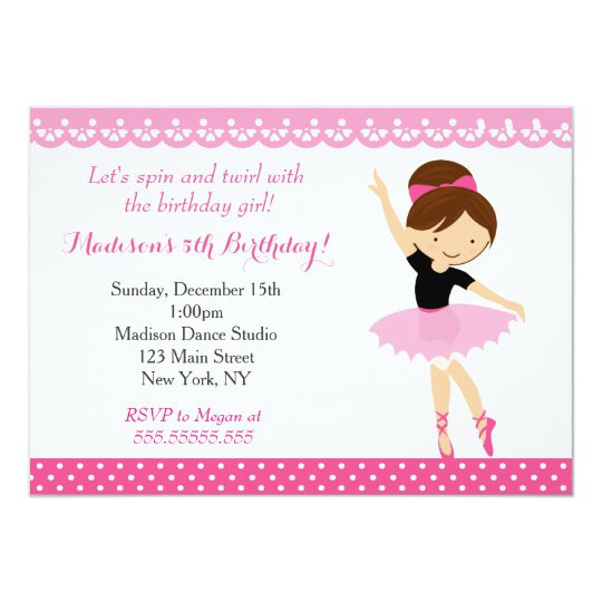 Ballerina Birthday Invitations
 Ballerina Dance Birthday Party Invitation
