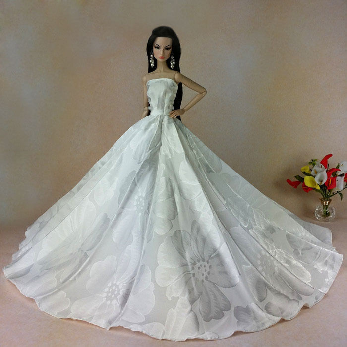 Barbie Wedding Dress
 White Fashion Royalty Princess Party Dress&Wedding Clothes