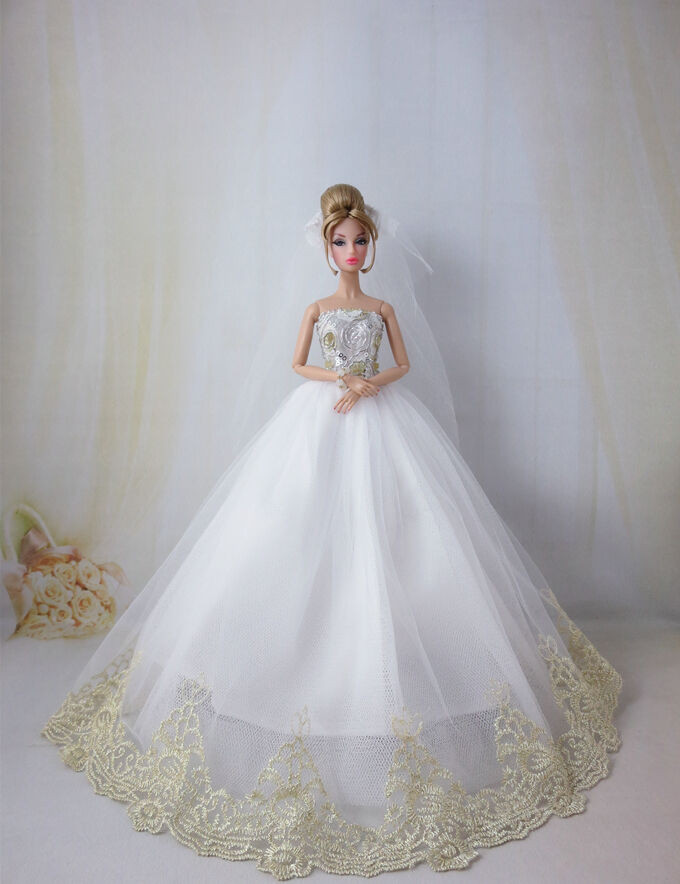 Barbie Wedding Dress
 Fashion Royalty Princess Wedding Dress gown veil for