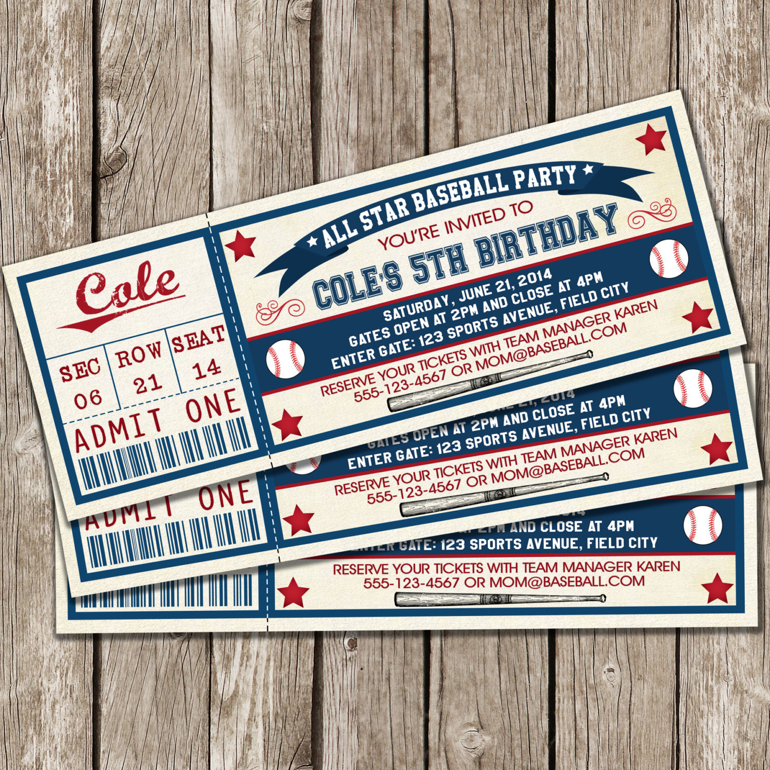 Baseball Ticket Birthday Invitations
 Vintage Baseball Ticket Invitation Baseball Birthday Party