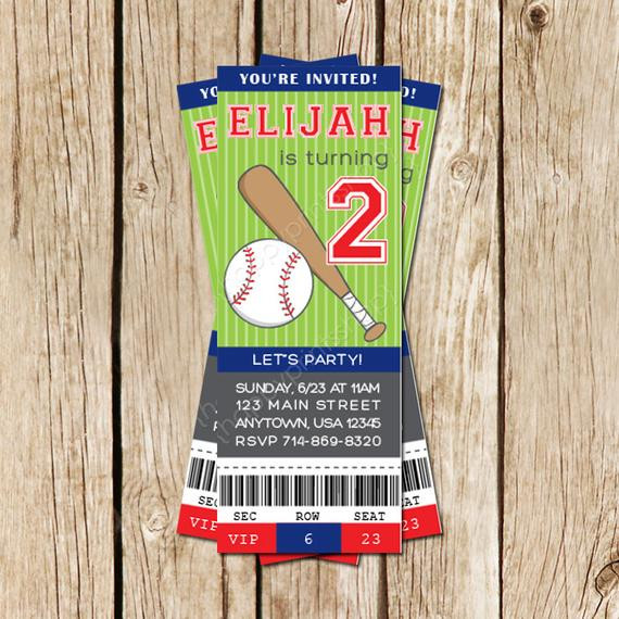 Baseball Ticket Birthday Invitations
 Etsy Your place to and sell all things handmade