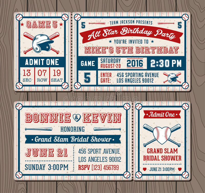 Baseball Ticket Birthday Invitations
 Vector Baseball Event Invites Stock Vector Illustration