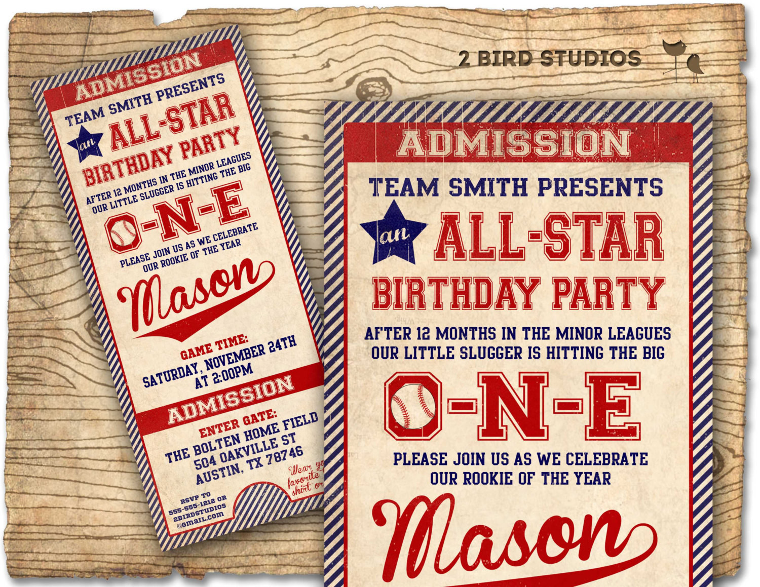 Baseball Ticket Birthday Invitations
 Baseball birthday invitation first birthday by 2birdstudios