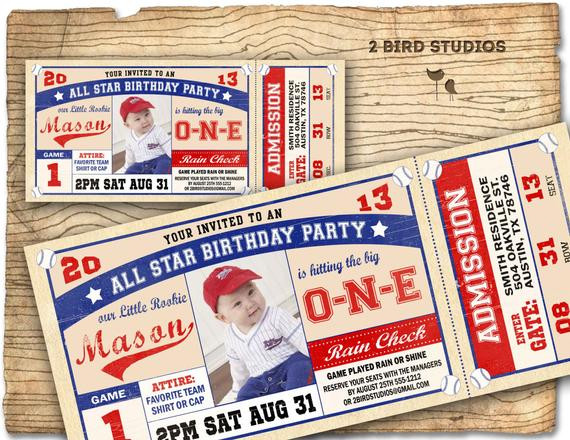Baseball Ticket Birthday Invitations
 Baseball invitation baseball birthday invite by 2birdstudios