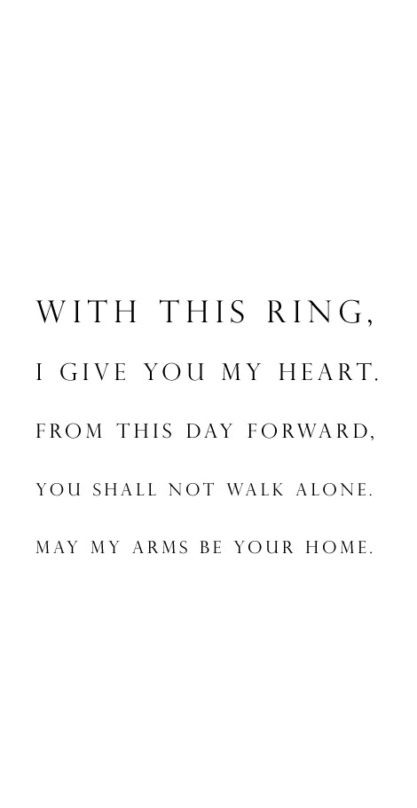 Basic Wedding Vows
 Wedding vow idea "With this ring I give you my heart