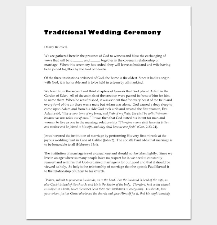 Basic Wedding Vows
 Wedding Outline Template 13 For Word and PDF Format