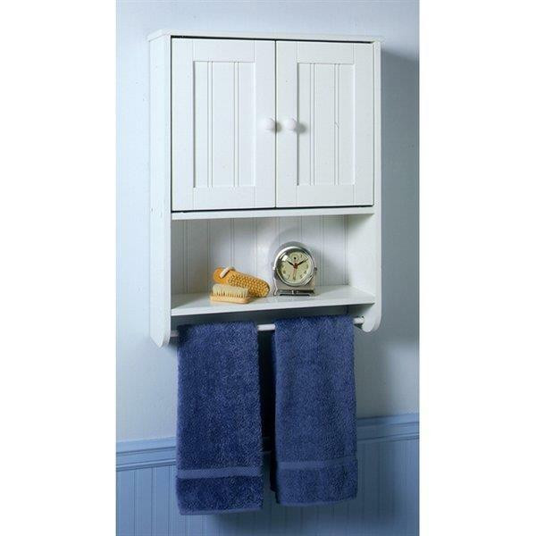 Bathroom Cabinet With Towel Rack
 WHITE FINISH BATHROOM WALL MOUNT LINEN STORAGE CABINET