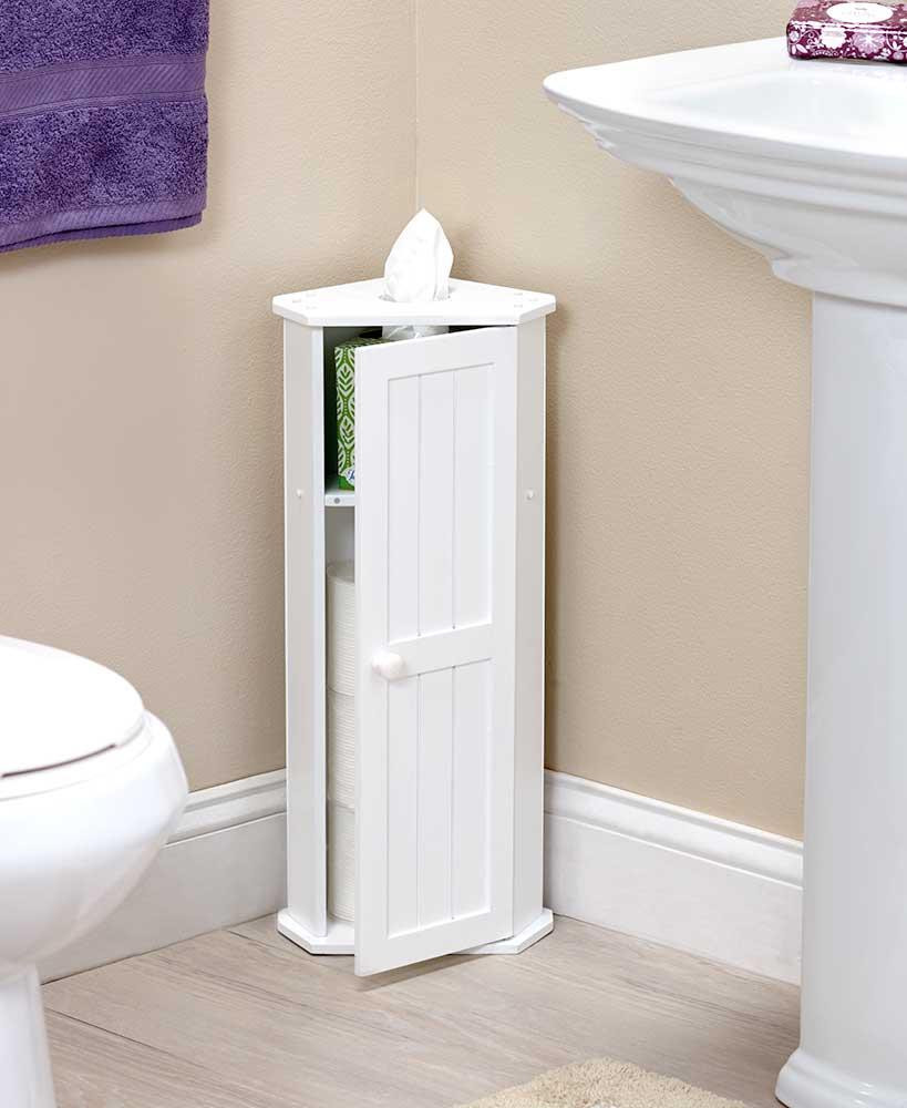 Bathroom Corner Cabinet
 WHITE Bathroom Corner Cabinet Toilet Paper Roll Kleenex