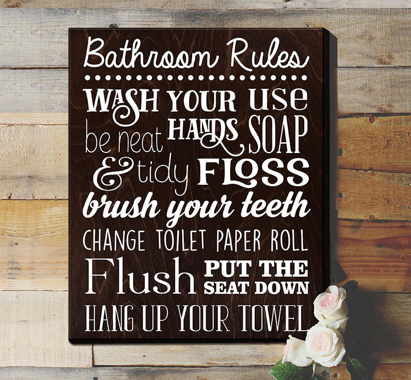 Bathroom Rules Wall Art
 Bathroom Rules Sign Bathroom Rules Sign Rustic by ElegantSigns