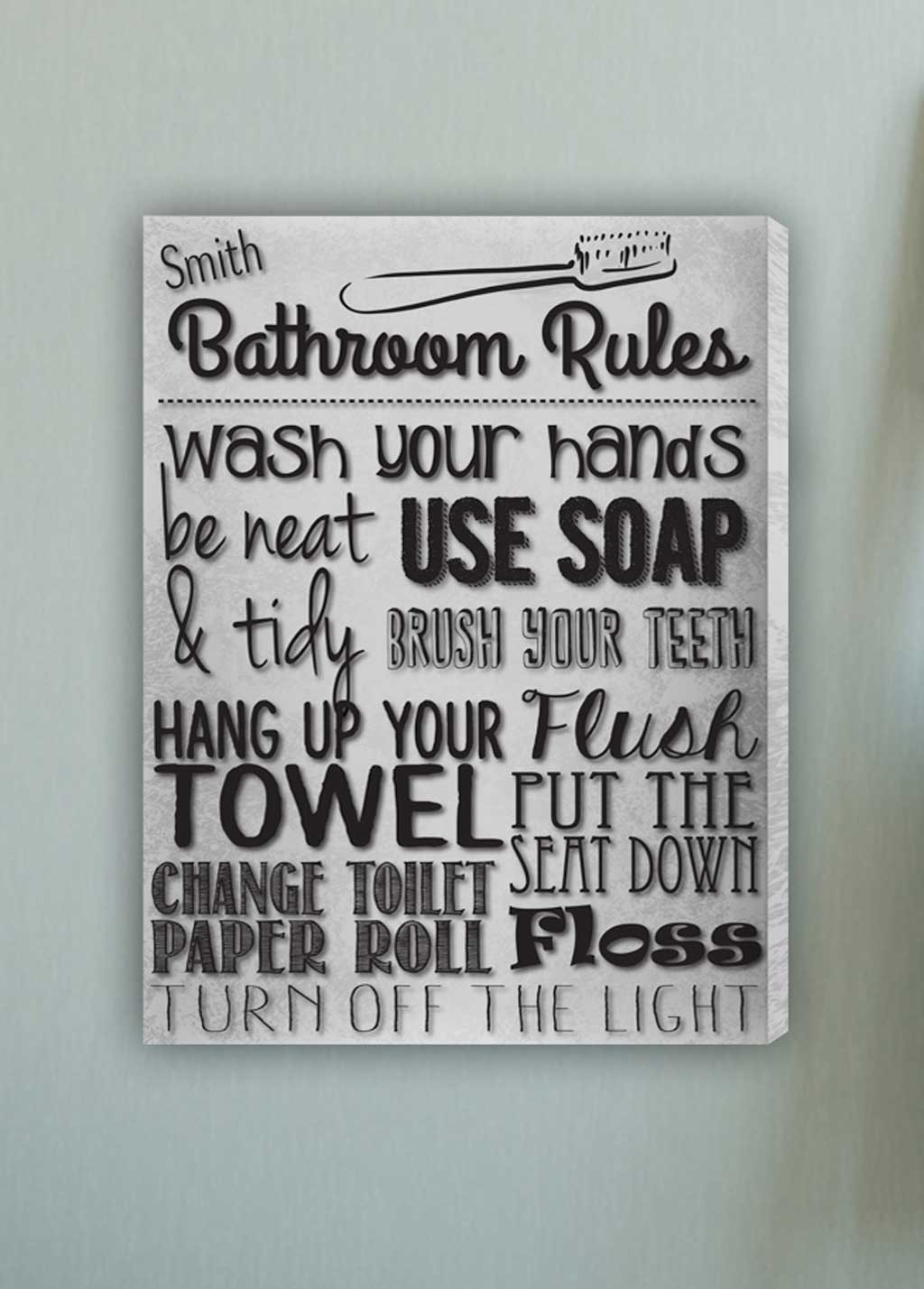 Bathroom Rules Wall Art
 Personalized Bathroom Rules Canvas Print