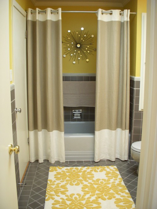 Bathroom Shower Curtain Decorating Ideas
 Mr Kate design idea double shower curtains