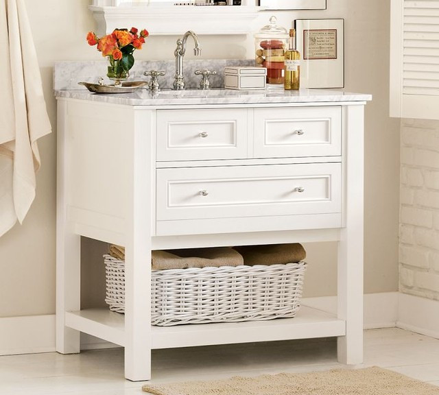 Bathroom Single Sink Vanity Cabinet
 Classic Single Sink Console White Traditional