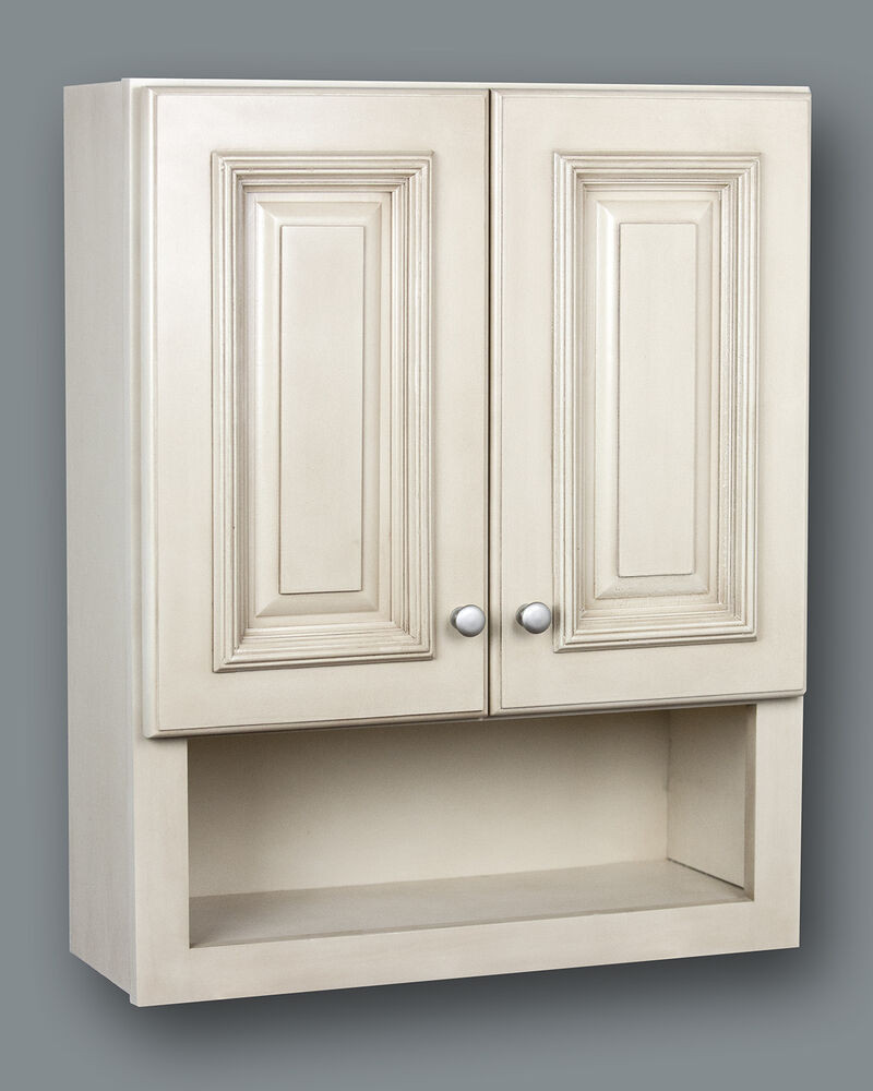 Bathroom Storage Cabinets White
 Antique white bathroom wall cabinet with shelf 21x26