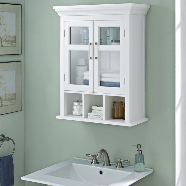 Bathroom Storage Cabinets White
 WYNDENHALL Hayes Two Door Bathroom Wall Cabinet with