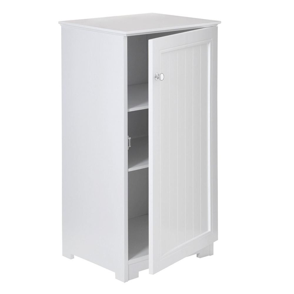 Bathroom Storage Cabinets White
 White Wood Floorstanding Cabinet 2 Inner Shelves Bathroom