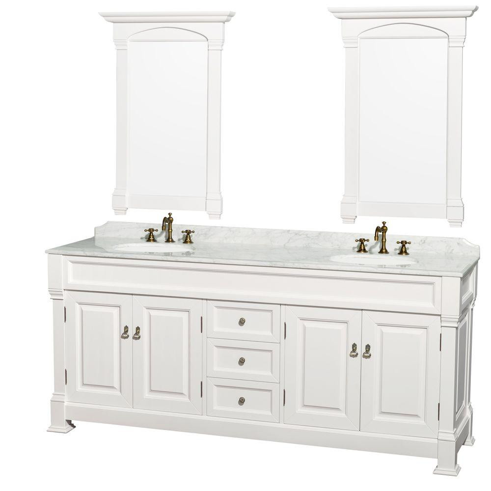 Bathroom Vanity White
 Wyndham Collection Andover 80 in Vanity in White with