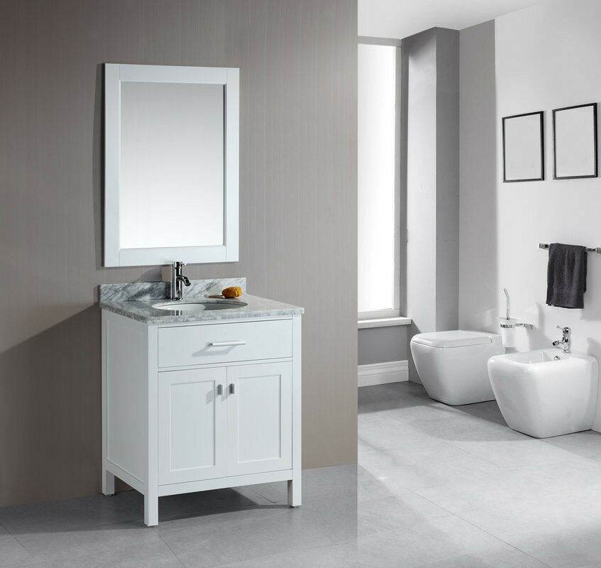 Bathroom Vanity White
 DESIGN ELEMENT LONDON 30" SINGLE SINK VANITY SET IN WHITE