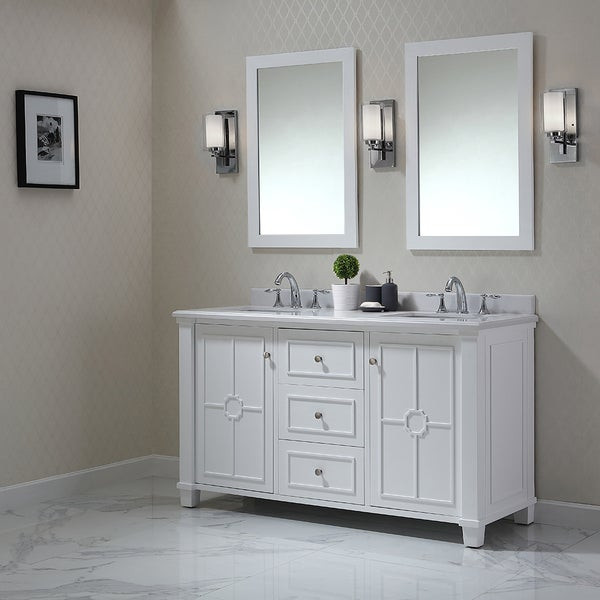 Bathroom Vanity White
 Shop OVE Decors Positano White Wood 60 inch Bathroom
