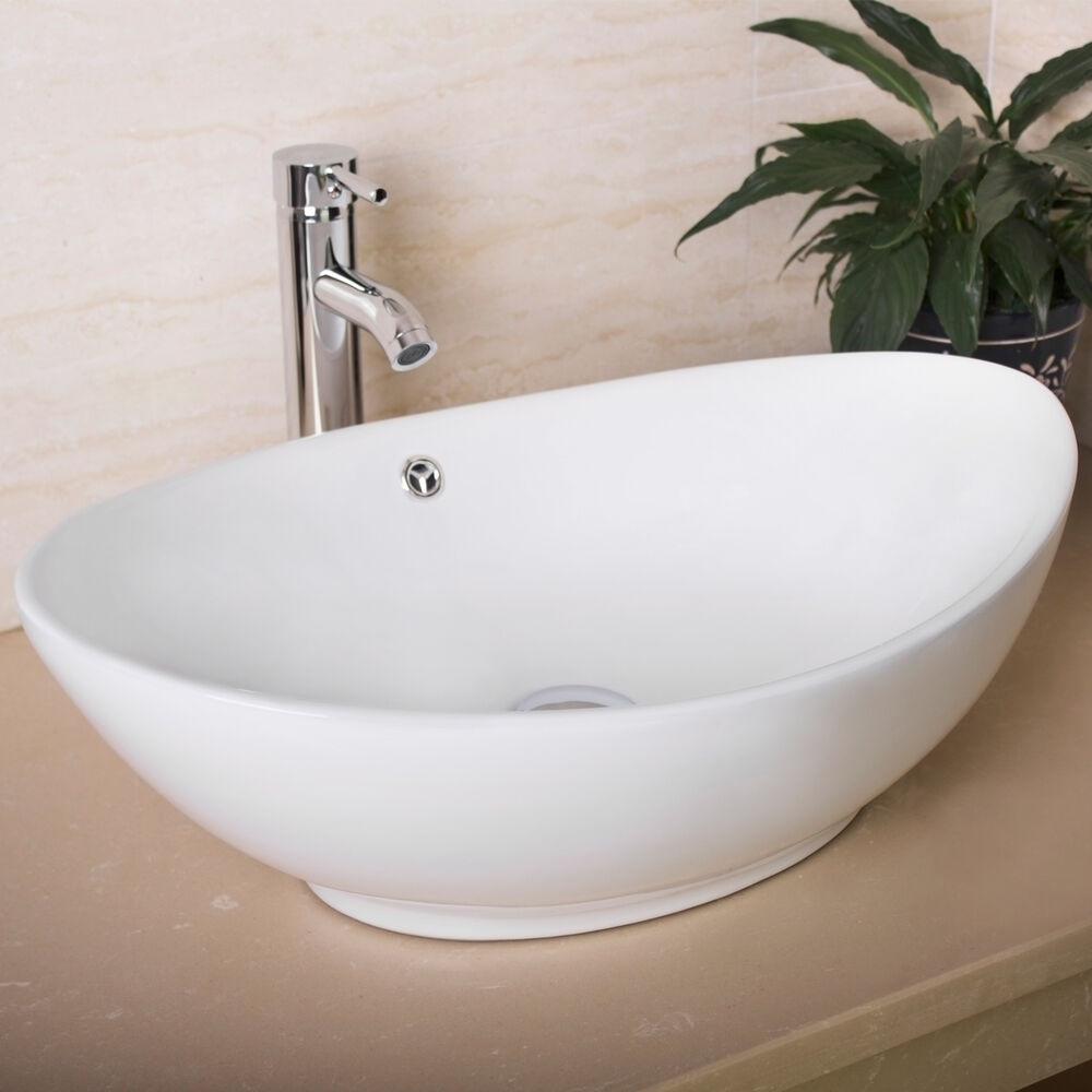 Bathroom Vessel Sinks
 Oval Egg Porcelain Ceramic Bathroom Faucet Vessel Sink