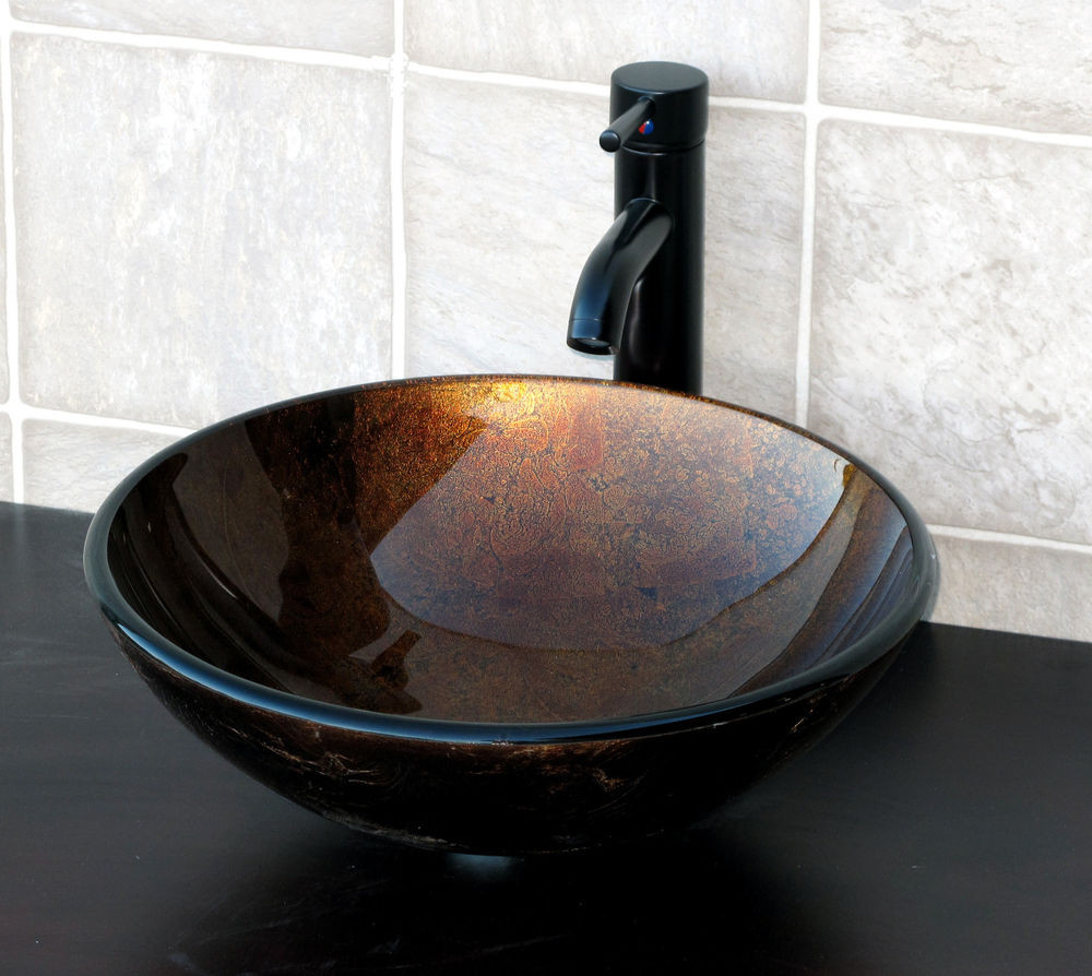 Bathroom Vessel Sinks
 Bathroom Artistic Glass Vessel Sink Oil Rubbed Bronze