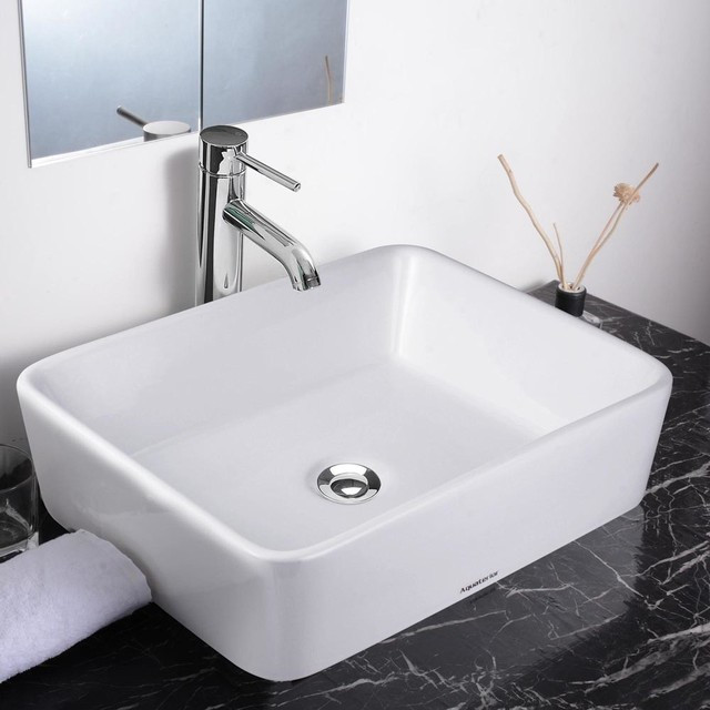 Bathroom Vessel Sinks
 Aquaterior 18" Rectangle Porcelain Ceramic Vessel Sink w