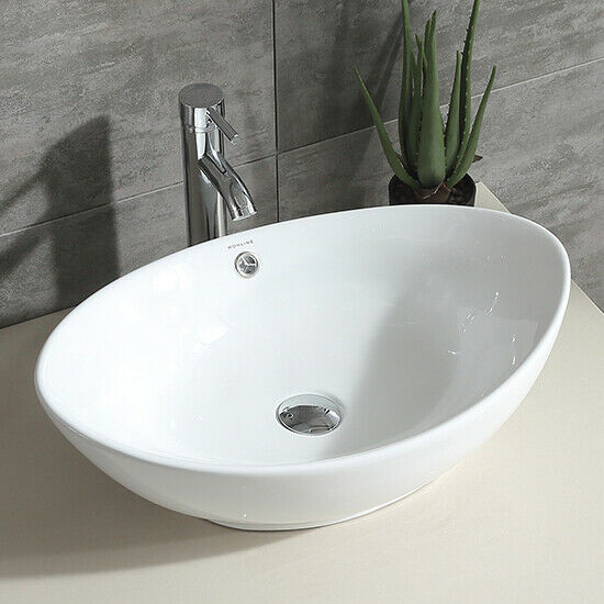 Bathroom Vessel Sinks
 Oval White Bathroom Porcelain Ceramic Vessel Sink Bowl