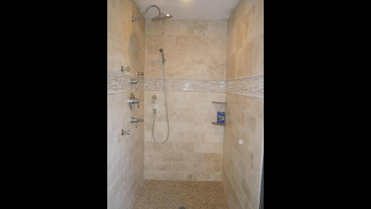 Bathroom Wall Tile Designs
 Travertine tile master bathroom