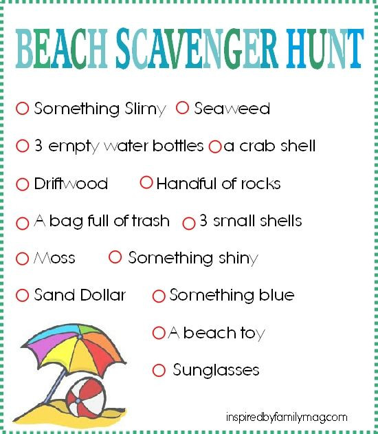 Beach Party Games For Adults Ideas
 Beach Scavenger Hunt