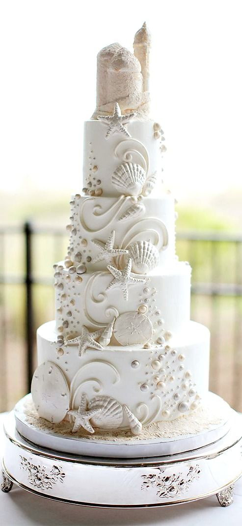 Beach Theme Wedding Cakes
 30 White Wedding Cake Designs That Will Leave You Wanting e